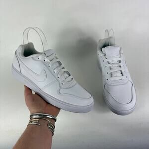 Nike Ebernon Low Athletic Shoes Women's 8.5 Triple White Leather Lace-Up Low Top